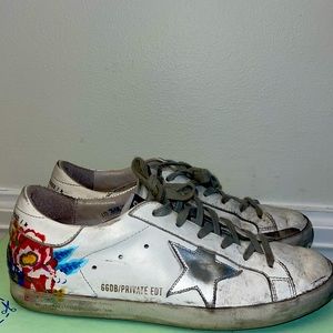 Golden Goose Floral Print Hand Painted